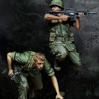 1:35 Masto Dervos Kareivis Asamblėjos Modelio Rinkinio Vietnamo Karo metu JAV Armijos 2 Žmones į Mūšį Nesurinkti ir Unpainted 