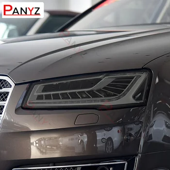 2 Vnt Audi A8 D4 4 VAL D5 4N S8 2014-2020 M. Automobilio Žibintų Apsauginės Plėvelės Savarankiškai Gijimas Skaidri Juoda TPU Apsauginiai