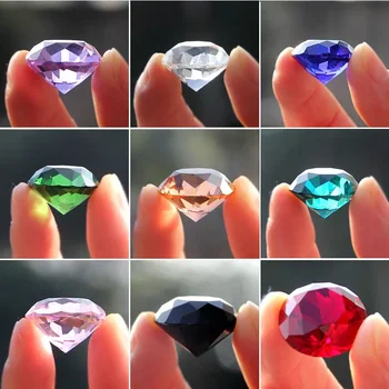 20mm Rainbow Crystal Diamond Figūrėlės Brangakmenis Stiklo Amatų Prespapjė Home Office Vestuvių Dekoro Kalėdiniai Papuošalai Papuošalai