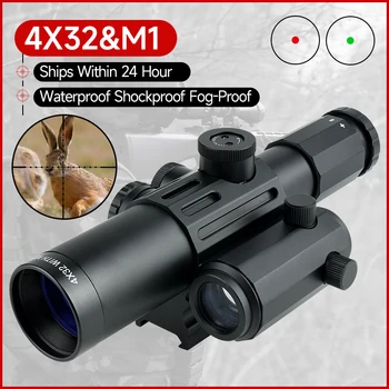 4x32 Medžioklės Šaudymo Sritį su 1x20 Red Dot Akyse Taktinis Combo Integruota Daugiafunkcinis Riflescope Didelis Seisminis Atsparumas