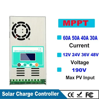 60A MPPT Saulės Įkrovimo Valdiklis, Automatinė 12V 24V 36V 48V Max 190VDC PV Saulės Skydelis LCD Ekranas Įkroviklis Kontrolės Namuose Įrankiai