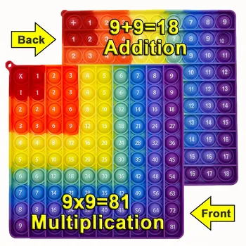 9x9 9+9 Dauginimasis Be Matematikos Mokymosi Stumti Burbulas Fidget Pop Žaislai, Vaivorykštė, stačiu Kampu Pop Švietimo Žaislai Vaikams