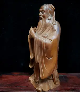 Boxwood Raižyti Konfucijaus Statula Ornamentas, Namų Dekoravimo Reikmenys Kambarį Miniatiūriniai Dekoracijos, Amatų