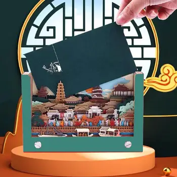 Chang 'an Gatvės Stiliaus Popieriaus Drožyba Pastaba Memo Pad 3D Popieriaus Skulptūros Senovės Stiliaus Rankomis suplėšyti Architektūra Nėra Kalendorius, Užrašinė