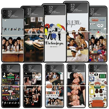 Draugų Tv Šou Juokingas Šeimos atsparus smūgiams Hard Case For Samsung Galaxy Z Apversti 4 5 3 5G Telefono Dangtelį Z Flip3 Flip4 Flip5 Juoda Funda