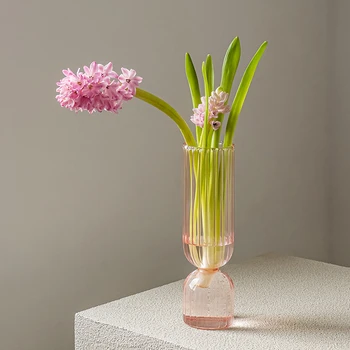 Dryžuotas Maža Vaza, Stiklo Dekoravimas Kambarį Skaidrus Hydroponic Gėlių Kompozicijų Laivas