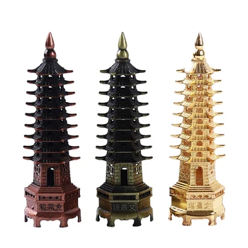 Feng Shui 9-Lygiai Lydinio 3D Modelį Kinijos Wenchang Pagoda Bokštas Amatų Statula Suvenyras Namų Puošybai Metalo Rankdarbiai