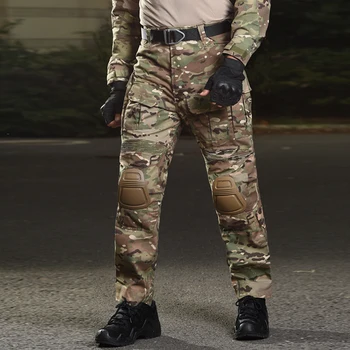 G3 Kovoti Kelnės su antkeliais Medžioklės Ranger Taktinis Ilgas Kelnes Multi-kišeniniai Kelnės Karinės Armijos Airsoft Taktinis Kelnės