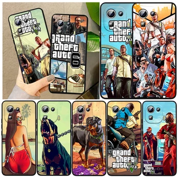 Grand Theft Auto, GTA V Padengti Xiaomi Mi 13 Pro Lite 12X 12 11 11T 11i 10T 10 Pro Lite Ultra 5G Juoda Telefono dėklas