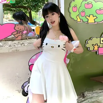 Hello Kitty Sanrio Pliušinis Kawaii Animacinių filmų Mielas trimatis Pliušinis Lankas, Siuvinėta Suknelė Anime Pliušiniai Žaislai Gir Dovana