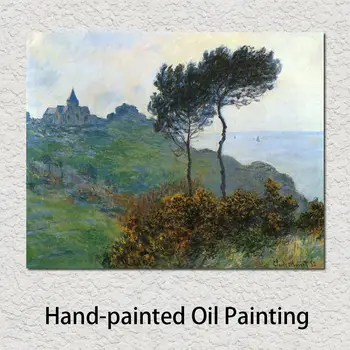 Kaimo Kraštovaizdžio Drobė Meno Rankomis Dažyti Aukštos Kokybės Claude Monet Impresionistinės Tapybos Bažnyčią Varengaville Namų Dekoro