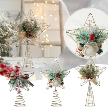 Kalėdų Dekoracijos Kalėdų Eglutė Penkių Pažymėjo Žvaigždutė Priedai Aukso 3D Tuščiaviduriai Penkių Smailių Žvaigždė Kalėdinė Dekoracija