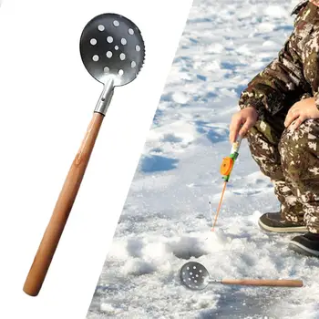 Ledo Žvejybos Skimmer Scoop Medinė Rankena Nešiojamų Praktinių Žvejybos Kaušas Ledo Skimmer Ledo Žvejybos Įranga, Lauko Žiemą