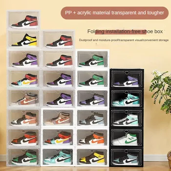 Montavimas-nemokamas Lankstymo Batų dėžės Skaidrus Nauja Akrilo Sutirštės Batų dėžės Batų Namų Saugojimas Prekių Sneaker Dėžutę