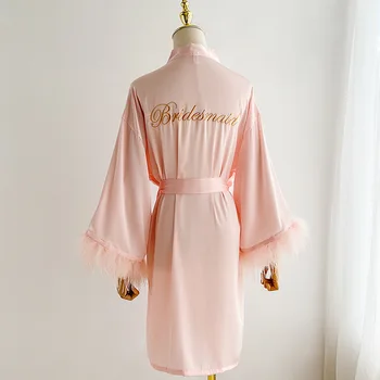 Nuotakos Bridesmaid Skraiste Suknelė Moterų Nuotakos Šalis Vestuvių Chalatas Kimono Sleepwear su Diržo apatinis Trikotažas Pižamą Homewear