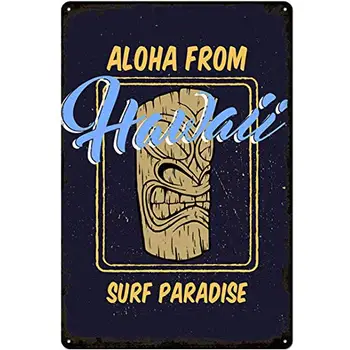 Originalus Retro Dizainas Havajai Surf Paradise Alavo Metalo Požymių Sienos Menas | Storas alavuotoji skarda Spausdinti Plakato Sienos Dekoracija Baras