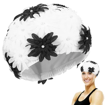 Pearl Gėlių Plaukimo Kepurė Mergaitėms Ponios Skarelės Vyrų Skrybėlę Vandens Sporto Gėlės