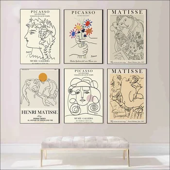 Picasso Matisse Line Menas Abstraktus Garsaus Drobės Tapybos Plakatai ir Spausdina Sienos Menas Nuotraukas Kambarį Namų Dekoro Cuadros