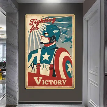 Retro Marvel Superhero Dekoro Plakatą, Drobė, Tapyba Spausdinti Kapitonas Amerikos Vaizdą Sienos Meno Kambarį Namų Dekoro Berniukas Dovana