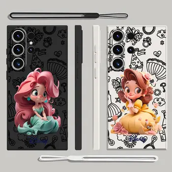 Telefono dėklas, skirtas Samsung Galaxy Note, 20 Ultra 10 Plius S22 S23 Ultra 5G S10 S9 S8 S21 Aikštėje Skysčio Dangtelį Disney Princess Mielas