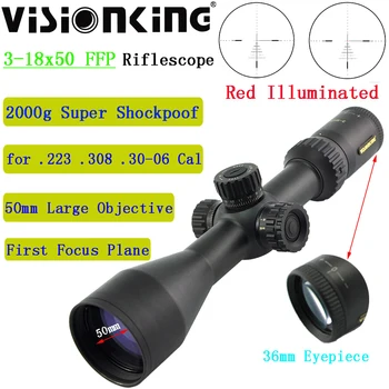 Visionking Optinių HD 3-18X50 FFP Riflescope MVS 30mm Snaiperis Bokštelis Užraktas Medžioklės Taktinis Apšviestas Žvilgsnio .223 .308 .30-06