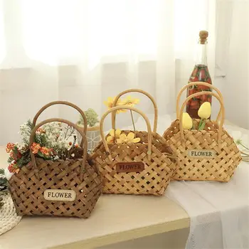Vytelių krepšelį arba bambuko krepšiai Cachepot gėlių bambuko krepšelį Pinti krepšiai dekoratyvinių gėlių mergaičių organizuoti krepšelio